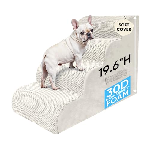 PAWSCRAT 4-Step Pet Stairs for High Beds & Sofas, 19.6''H Dog Stairs, Beige by PAWSCRAT - Used condition - US$46.54