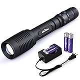 Canwelum Ultra-bright 1,200lm Zoom CREE T6 LED Flashlight Powered by Two Pieces of Battery and with Smart 5-mode LED Torch Light (A Complete Set with Battery & Charger: Bigger Battery Power Capacity & with Protective Board)