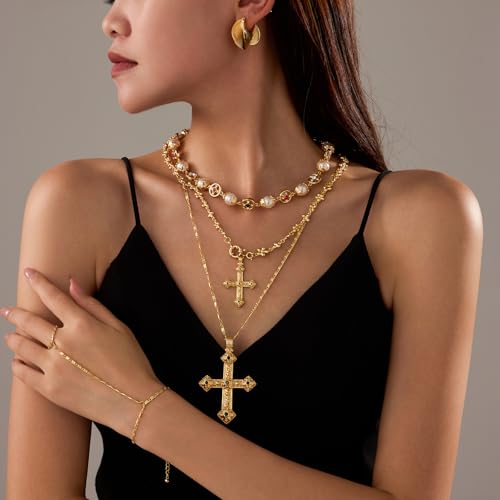 GZQ Gold Cross Pendant Necklace for Women Men3