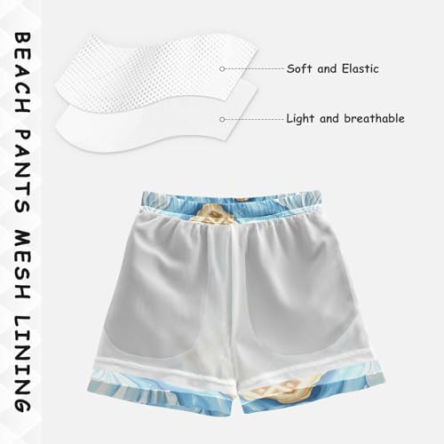 Pigsaly Boys Swim Trunks Blue Glaze Down Wafer Boys Board Shorts Swimsuit Swimwear Summer Bathing Suit XS4