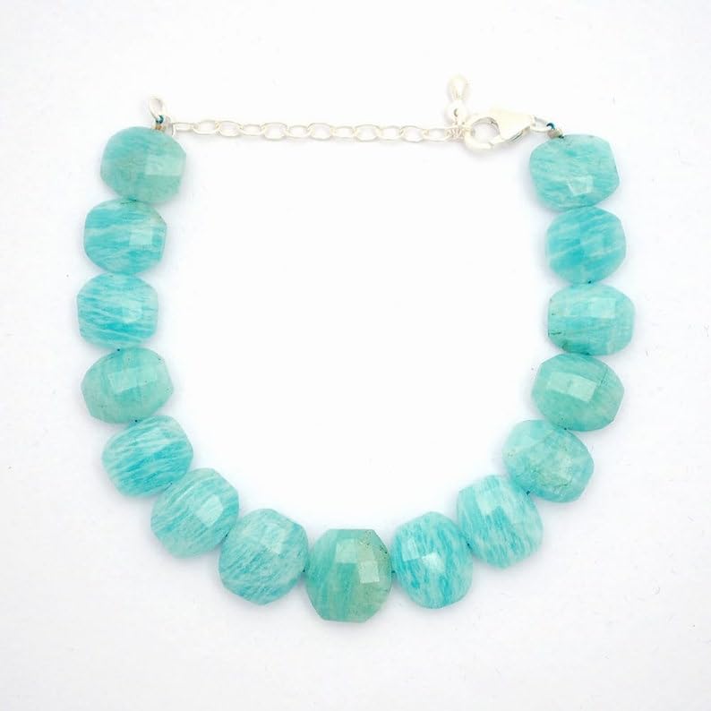 Bracelet en amazonite véritable hypoallergénique contre les rougeurs - 2