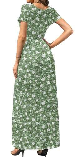 Image of DB MOON Womens 2026 Summer Maxi Dresses Casual Short Sleeve Empire Waist Spring Long Dress with Pockets
