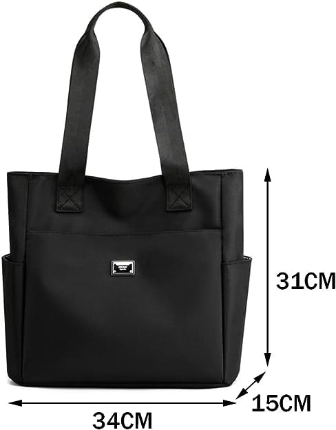 YXQSED Nylon Shopper Damen, Leicht Multi-Tasche Handtasche Wasserdicht Groß Umhängetasche Schwarz