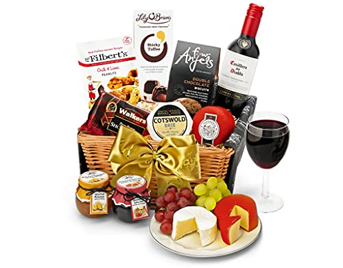 Downton Red Wine Hamper - Classic Cabernet Sauvignon Gift Set with Mature Cheddar, Organic Brie, Chocolates - Red Wine Gift Baskets For Birthdays and Other Occasions, from Regency Hampers