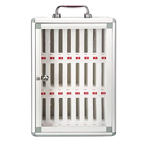 Image of Cell Phone Storage Box 12-60 Slot Mobile Phone Storage Cabinet Aluminum Alloy Phone Lock Box Wall Mounted for School Factory Company(Silver-A,24)