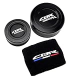 Compatible with CBR1000RR CBR1000 RR CBR 1000 RR 2004-2019 Motorcycle Accessories Front Rear Brake Fluid Reservoir Covers Caps & Sock(Black Combo)