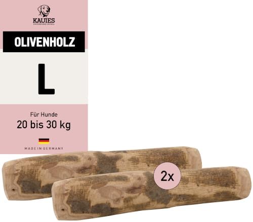 Kauies Olivenholz Kauknochen für deinen Hund - 100% natürlich, vegan & kalorienfrei - langelebiges Hunde-Spielzeug aus schadstoffgeprüftem Holz, Made in Germany, Größe L bis 30 kg