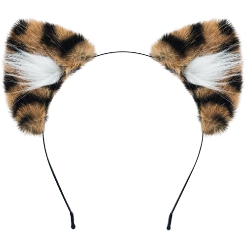 SIOTMERA Leoparden Ohren Haarreif Damen Leopardenohren Katzenohren Haarreif Erwachsene Leopard Ohren Kostüm für Karneval Fasching Halloween Cosplay