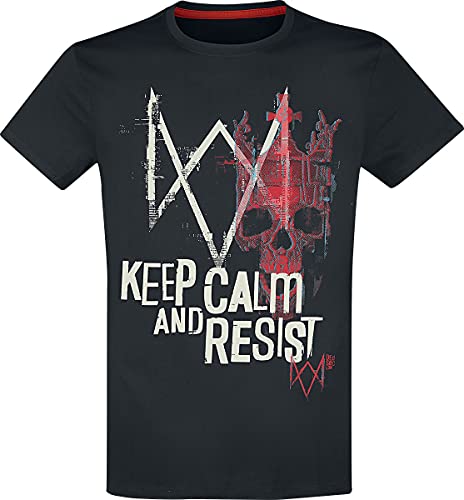 Watch Dogs Legion - Keep Calm and Resist Hombre Camiseta Negro M, 100% algodón, Regular