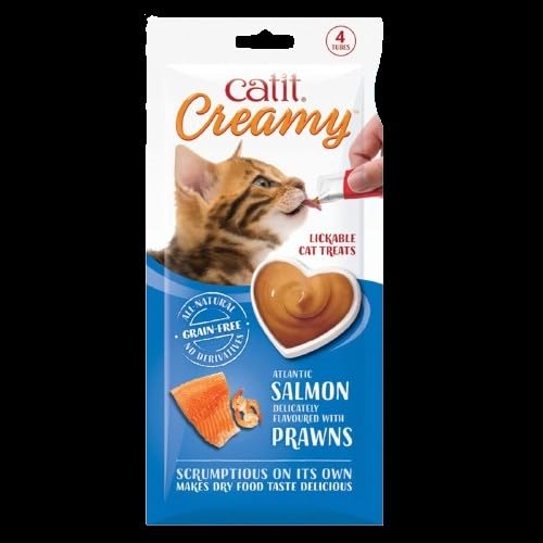 Catit Comida húmeda para Gatos Creamy Salmón y Gambas 4x10g