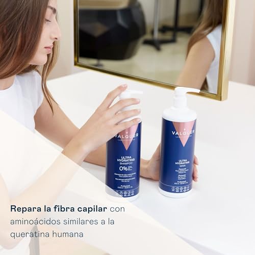 VALQUER Mascarilla Capilar Ultra Hidratante Zero | Repara, Nutre y Revitaliza el Cabello Seco | Efecto Antifrizz con Keratina, Extracto de Soja y Vitaminas | Vegano | 1 L - imagen 5