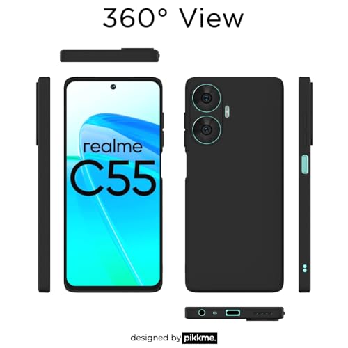 Image of Outlouders Back Cover for Realme Narzo N55 / Realme C55 | Camera Protection | Durable Soft Matte Silicone Bumper Case (Black)
