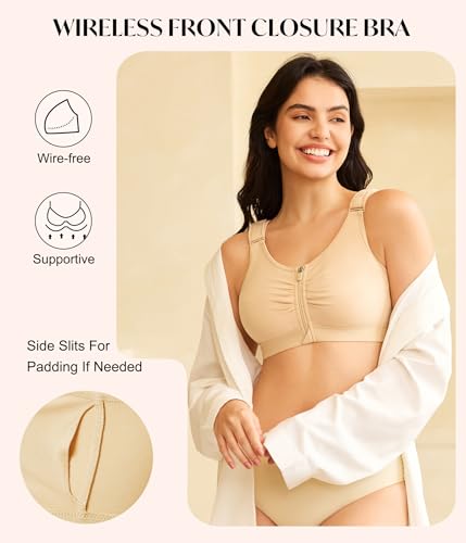 CYDREAM Front Zip Closure Bras for Women No Underwire - Wireless Comfort Compression Support Adjustable Everyday Bra3