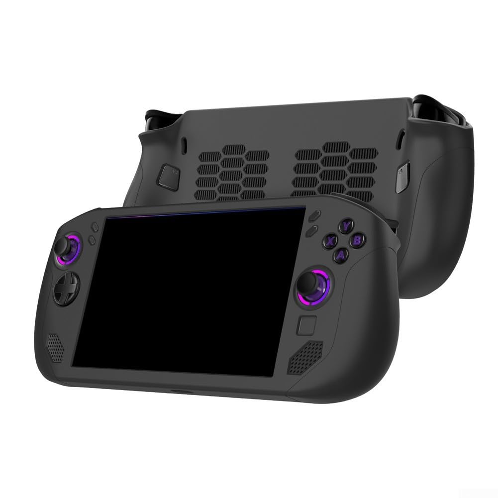 Custodia protettiva ergonomica in silicone per console portatile Legion GO S, cover morbida su misura per dispositivi da gioco, guscio in gomma resistente, compatibile con porte (nero)