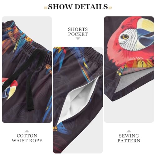 Men's Short Pajama Bottoms Parrots Bird Graphic Home Casual Sleep Pants3