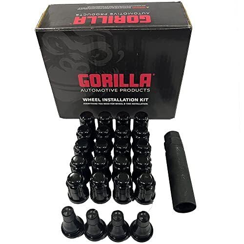 Image of Gorilla Lug Nut, Acorn, 12 mm x 1.50 Thread, 60 Degree Seat, Closed End, Key, Steel, Black Chrome, Universal, Set of 20