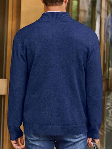 Runcati Mens Cardigan Sweater Stand Collar Casual Button Down Open Front Ribbed Winter Sweaters3