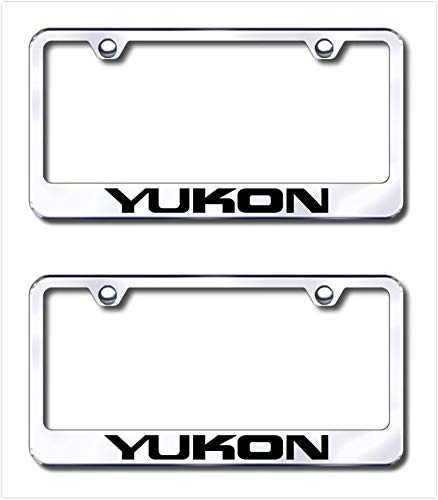 Vestian Yukon Car License Plate Frame Cover Holder with Caps Screws Rust Free Stainless Steel for GMC Yukon (2X Silver)