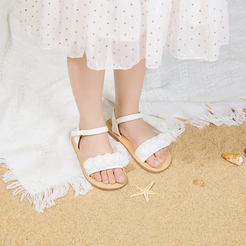 Image of Kolan Toddler Girl Sandals Open Toe Flat Princess Dress Shoes Little Kids