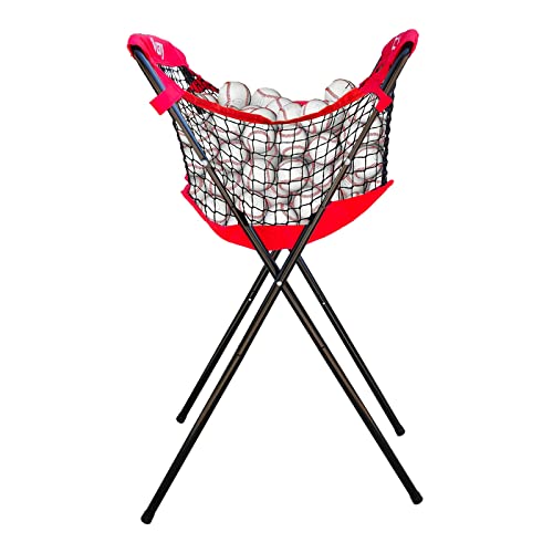 Uvcany Baseball Caddy For Balls, Portable Large Capacity Ball Caddy For Baseball Softball Tennis Stand, Holds 100+ Baseballs Or 50+ Softballs For Pitching Or Batting Practice Training Drills (Red) #TOP4