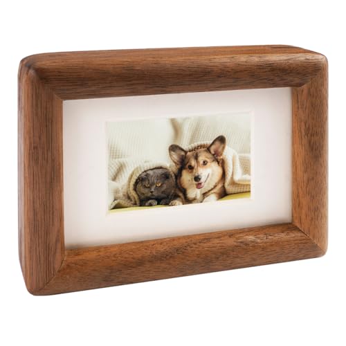 3 Pouces Mini Cadre Photo de Table en Bois, Noir Noyer Cadre Vitrine, Décoration de Bureau, Insert Remplaçable, Petits Cadre Photo Bois avec Passe pour...