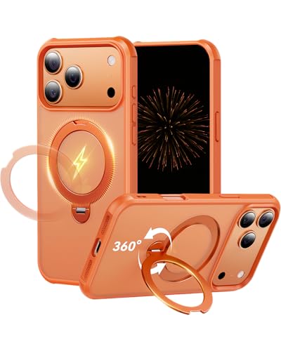 Étui support magnétique 360 pour iPhone 17 Pro coque orange antichoc