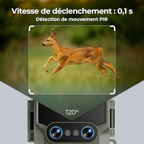 Caméra de chasse double objectif détection 0.1s vision nocturne - 6