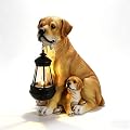 Garden Dog Statues Outdoor Decor, Solar Lights Outdoor Labrador Figurine Solar Dog Ornaments for Patio, Lawn, Yard Art Decoration, Housewarming Garden Gifts for Mom