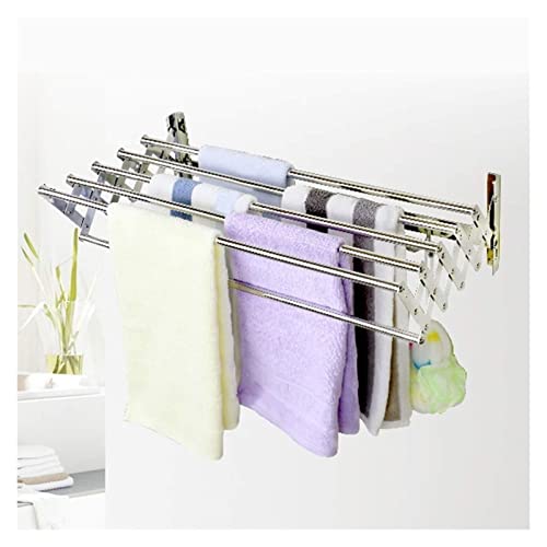Étendoir à linge télescopique mural en acier durable, l'excellence du séchage compact