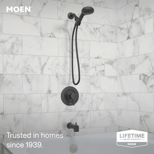 Moen 82775BL Beric Single-Handle Tub and Shower Faucet with Handshower and Metal Hose, Valve Included, IPS Tub Spout, Matte Black - image 2