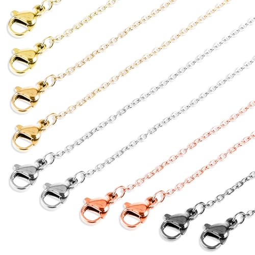 50 Pack Necklace Chains Bulk Multicolor Necklace Chains for Jewelry Making Alloy Jewelry Chains DIY Cable Link Chains Necklace Making Kit for DIY Jewelry Making, 20 Inches