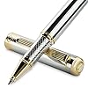 Scriveiner Kugelschreiber Hochwertiger Design Tintenroller mit 24 Karat Details, schwarze Schmidt Ersatzmine, Geschenkbox, Büro set, Schöne Professionelle Kugelschreiber (Silber)