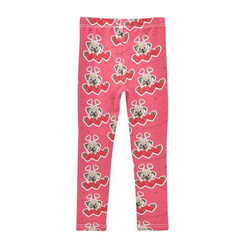 ZZKKO Girls Leggings Cute Cartoon Pug Dogs and Hearts Toddler Girls Clothes Leggings for Girls Toddler Girls Leggings 3-4T2
