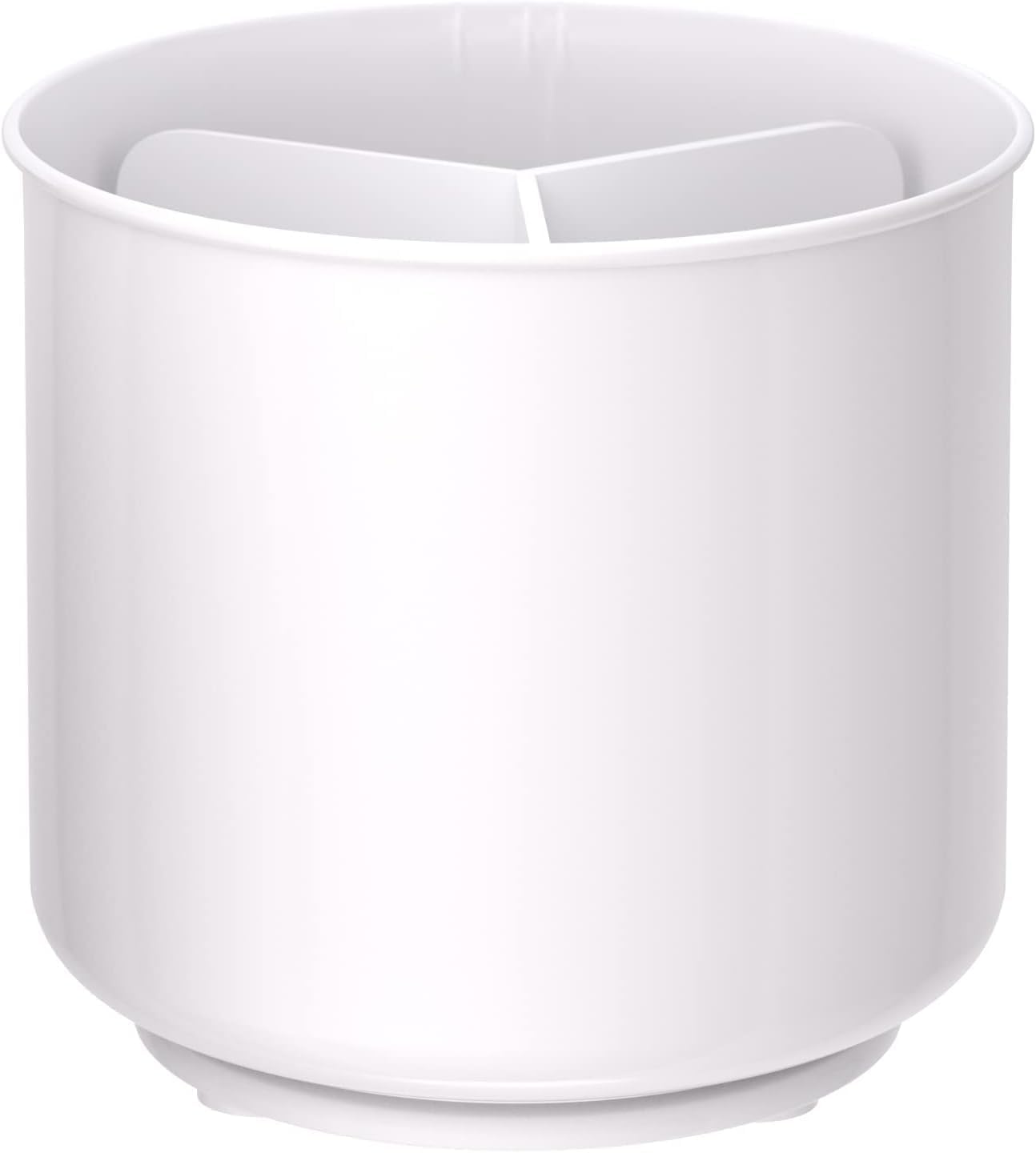 Extra Large and Sturdy White Rotating Utensil Holder with No-Tip Weighted Base, Removable Divider, and Gripped Insert | Rust Proof and Dishwasher Safe Kitchen Utensils Holder and Cutlery Holder