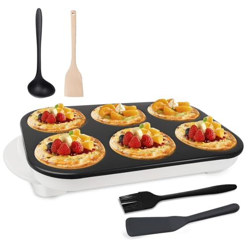 AEWHALE Crepes Maker mit 6 Crepe Wells,Pancake...
