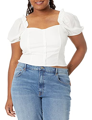 Wild Meadow Women's Puff Sleeve Smocked Back Top, Off White, X-Large