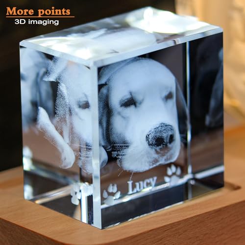 image for zeiniyio Personalized Pet 3D Crystal Photo，Pet Memorial Gifts for Do