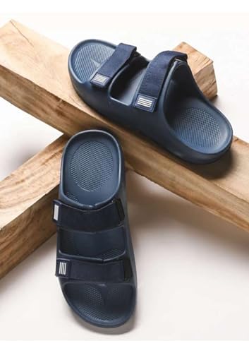 Image of Sliders for Men - Lightweight Mens EVA Slides | Cushioned, Waterproof, Adjustable Strap | All-Day Comfort with Double Strap Sandals