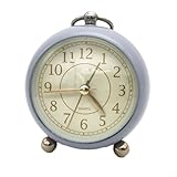 Lastdaytime Reloj despertador silencioso de estilo vintage con segundero de barrido y luz nocturna suave, función de alarma simple, funciona con 1 pila AA para dormitorio u oficina (D)