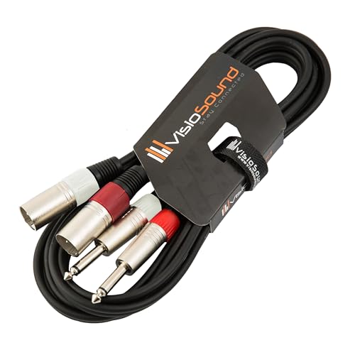 VisioSound 2 x Male XLR to 2 x 6.35mm 1/4" Mono Jack Twin Lead/Audio Signal Patch Cable 1.5m