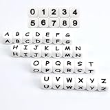 144 Pcs Silicone Letter & Number Beads - 12mm Cube Sorted Square Alphabet Beads