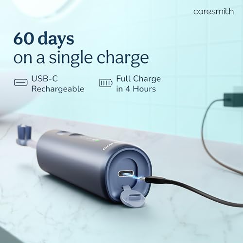 Image of Caresmith SPARK Vibrasonic Electric Toothbrush for Men & Women | Sonic Electric Brush with 2 Brush Heads | 5 Cleaning Modes for Deep Cleaning| Rechargeable Toothbrush with Long Battery Life for Adult