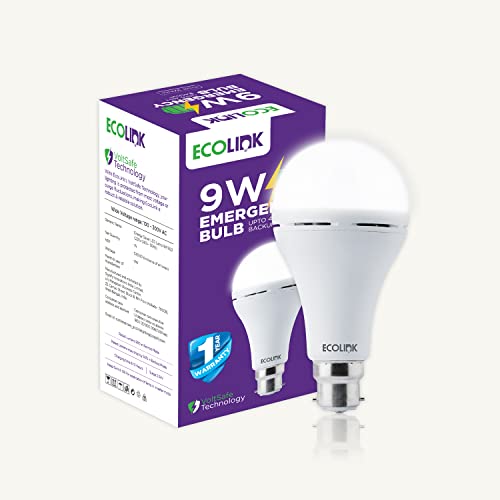 Image of EcoLink 9W B22 LED Emergency Bulb (Cool Day Light,Pack of 4)
