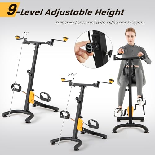 Image of Goplus Foldable Pedal Exerciser for Seniors, Hand Arm Leg Knee Physical Therapy Exercise Bike w /Adjustable Height, Handgrip, Resistance Band, Recovery Home Workout Equipment for Elderly