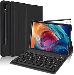 SENGBIRCH Galaxy Tab S8 Plus 2022/ S7 FE 2021/ S7 Plus 2020 12.4, Premium Cover with Wireless Detachable Bluetooth Keyboard for Samsung Galaxy Tab S8+/S7 FE/S7+ 12.4 Inch, Black