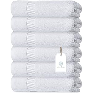 Luxury White Hand Towels – Soft Circlet Egyptian Cotton | Highly Absorbent Hotel spa Bathroom Towel Collection | 16×30 Inch | Set of 6