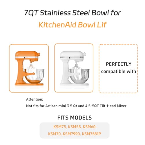 Tazón mezclador acero inoxidable 7QT para KitchenAid miniatura 4