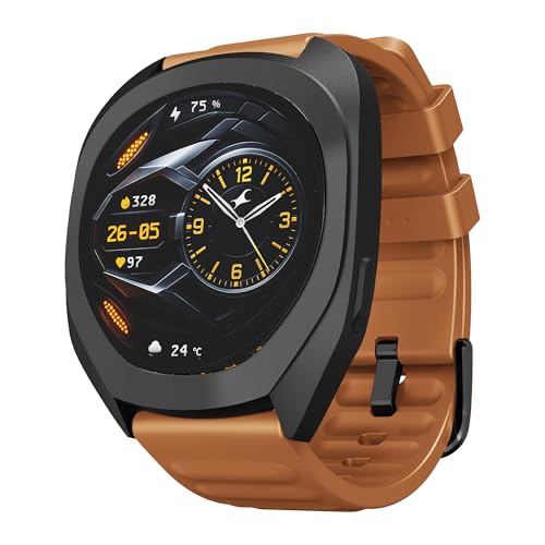 Image of Fastrack Cosmix 1.32 inch AMOLED Display Metal Case Smart Watch with Heart Rate Monitor,AI Watchface & Chat,Push Button Interactions,BT Calling,IP68 Water Resistant Upto 5 Days Battery Life -Copper Clay