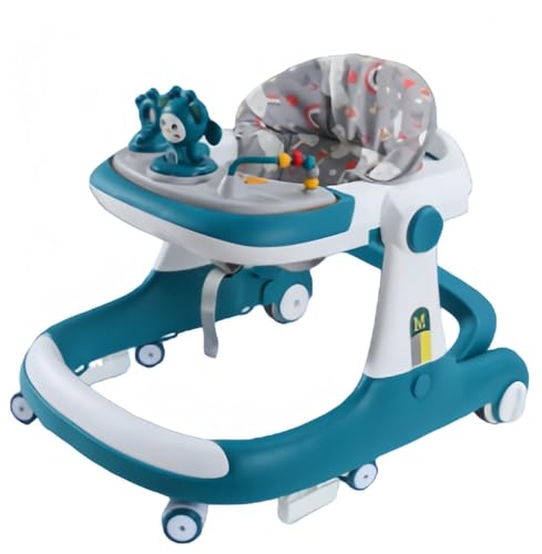 JoyeeLii この転倒防止ベビーウォーカーは、O脚(内反足)の予防と赤ちゃんの歩行をサポートします。安全設計と転倒防止構造に加え、知育音楽パネルと高さ調節機能を備え、室内でもご使用いただけます。男の子にも女の子にもぴったりです。 (ブルー,音楽おもちゃ