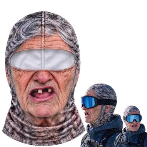 Funny Old Man Ski Mask Balaclava, Realistic Full Face Cover for Men Women - image 1